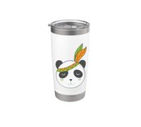 Indigenous Panda Bear with Headdress and Feathers Stainless Steel Insulated Tumbler
