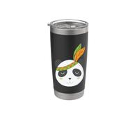 Indigenous Panda Bear with Headdress and Feathers Stainless Steel Insulated Tumbler