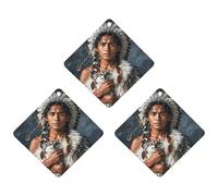Indigenous People And Wolves Car Air Freshener, 3 Pcs Rhombus Hanging Air Freshener Cards, Long Lasting Fragrance Scented Cards for Car, Home, Office White-style
