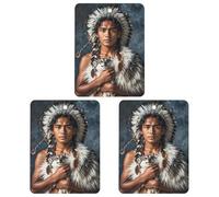 Indigenous People And Wolves Car Air Freshener, 3 Pcs Square Hanging Air Freshener Cards, Long Lasting Fragrance Scented Cards for Car, Home, Office Gray-style