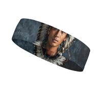 Indigenous People and Wolves Headbands for Women & Men Sports Headband, Fits All Head Sizes, Ultra Absorbent & Non-Slip Sweatband for Running, Yoga, Gym