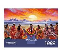 Indigenous People Sunset Valley 1000 Piece Jigsaw Puzzle Paper Jigsaw Puzzle for Adults Colorful Landscape Home Relaxation Concentration 70x50cm/1000pcs