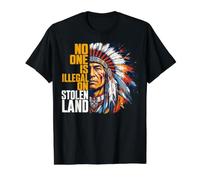 Indigenous Peoples' Day No One is Illegal on Stolen Land Value Graphic T-Shirt, Men, Black, S