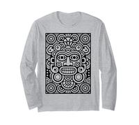 Indigenous Polynesian Tribal Tiki Mask Aztec & Mayan Art Long Sleeve T-Shirt