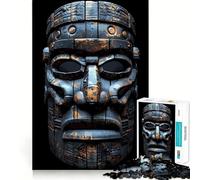 Indigenous Tiki Mask Dark Adult Jigsaw Puzzle1000 Pieces Cognitive Train Indoor Fun Pattern Build (38x26cm)