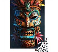 Indigenous Tiki Tribe Mask 1000-Piece Jigsaw Puzzle for Adults, 70x50cm/1000pcs, White Cardboard, Gift Idea for Puzzle Lovers And Quiet Weekends
