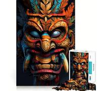 Indigenous Tribe Tiki Mask Adult Jigsaw Puzzle1000 Pieces Focus Train Snug Connection Family Enjoyable (50x75cm)