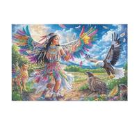 Indigenous with Eagles And Fox 1000 Piece Jigsaw Puzzle for Adults Teens Happy Time Game Room Decor Fun Challenge Whimsical Design for Game Lovers 1000 PCS