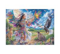 Indigenous with Eagles And Fox 500 Piece Jigsaw Puzzle for All Ages Happy Time Jigsaw Thoughtful Graduation Gift Family Activity Colourful Design Home Decor Accent 500 PCS