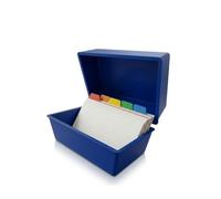Indigo® 5x3" Blue Index Card Box with A-Z Mylar-Coated Guide Cards - Durable Filing Storage Box for Office, Home & School Use