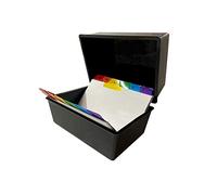 Indigo® 8x5" Black Index Card Box with A-Z Coloured Guide Cards - Durable Filing Storage Box for Office, Home & School Use