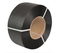 indigo 9mm X 4000m Recycled Black Large Coil of Very Strong 120KG Break Strength Plastic Machine Pallet Strapping Banding 4000 Metres Per Coil - Polyprop Strap Polypropylene Machine Strapping
