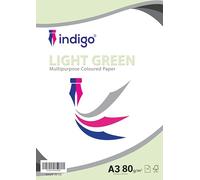 Indigo® A3 80gsm Coloured Paper Origami Assorted Multi Colour Paper for Art & Craft Sheets (Light Pastel Green, 25 Sheets)