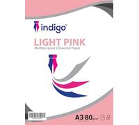 Indigo® A3 80gsm Coloured Paper Origami Assorted Multi Colour Paper for Art & Craft Sheets (Light Pastel Pink, 50 Sheets)