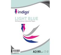 Indigo® A3 80gsm Coloured Paper Origami Assorted Multi Colour Paper for Art & Craft Sheets (Light Pastel Blue, 25 Sheets)