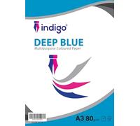 Indigo® A3 80gsm Coloured Paper Origami Assorted Multi Colour Paper for Art & Craft Sheets (Medium Deep Blue, 25 Sheets)