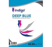 Indigo® A4 80gsm Coloured Paper Origami Assorted Multi Colour Paper for Art & Craft Sheets (Deep Blue, 50 Sheets)