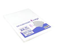 Indigo® A4 90 Micron Cut Flush Folders - Pack of 100 Transparent Plastic Wallets with Open Top & Side for File Protection