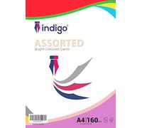 Indigo® A4 Coloured Card 160GSM - 50 Sheets | Assorted Bright Colours | Multipurpose Craft & Printer Card for Inkjet & Laser | Ideal for School, Office & Arts Projects