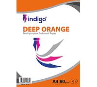 Indigo® A4 Coloured Paper Origami Assorted Multi Colour Paper for Art & Craft Sheets (Deep Orange, 50 Sheets)