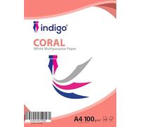 Indigo® A4 Coral White Multipurpose Copier Paper - 100GSM, 100 Sheets | Compatible with Inkjet, Laser & Copier Printers | Smooth Finish for Home, Office & School Use