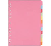 indigo® Dividers A4 Assorted Multipunched Perforated Card Manilla Blank (12 Part, Pack of 10)