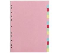 indigo® Dividers A4 Assorted Multipunched Perforated Card Manilla Blank (15 Part, Pack of 25)