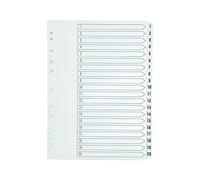 Indigo® A4 Dividers - 20 Part Numbered 1-20 Durable Polypropylene Index with Pre-Printed Tabs & Front Index Card, Multipunched - Pack of 10 for Binders & Filing