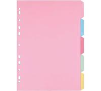 Indigo® A4 Dividers - 5-Part Assorted Blank Manilla Card, Multipunched & Perforated Index Tabs, Pack of 5