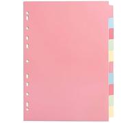Indigo® A4 File Dividers - 10 Part Index with Assorted Blank Manilla Tabs, Multipunched & Perforated Card - Pack of 10 for Binders & Filing