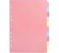 Indigo® A4 File Dividers - 10 Part Index with Assorted Blank Manilla Tabs, Multipunched & Perforated Card - Pack of 1 for Binders & Filing