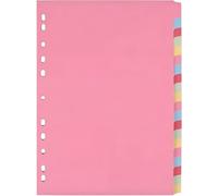 Indigo® A4 File Dividers - 20 Part Index with Assorted Blank Manilla Tabs, Multipunched & Perforated Card - Pack of 1 for Binders & Filing