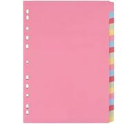 indigo® Dividers A4 Assorted Multipunched Perforated Card Manilla Blank (20 Part, Pack of 10)