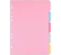 Indigo® A4 File Dividers - 5 Part Index with Assorted Blank Manilla Tabs, Multipunched & Perforated Card - Pack of 10 for Binders & Filing