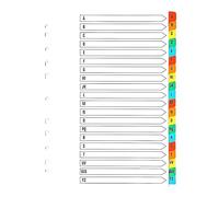 Indigo® A4 File Dividers - A-Z Alphabetical Index with Multicolour Tabs, White Card, Mylar-Reinforced, Multipunched - Pack of 1 for Binders & Filing