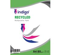 Indigo® A4 Paper - 100% Recycled, 80GSM Copier & Printer Paper (100 Sheets) - Eco-Friendly Office & Home Use