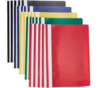 Indigo® A4 Project Folders - Assorted Colours Report Files with Clear Front Cover & 2-Prong Fastener, 30-Sheet Capacity (Pack of 5)