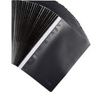 Indigo® A4 Project Folders - Black Report Files with Clear Front Cover & 2-Prong Fastener, 30-Sheet Capacity (Pack of 10)