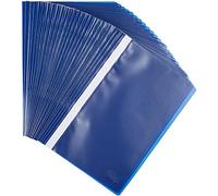 Indigo® A4 Project Folders - Blue Report Files with Clear Front Cover & 2-Prong Fastener, 30-Sheet Capacity (Pack of 25)