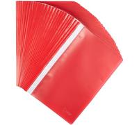 Indigo® A4 Project Folders - Red Report Files with Clear Front Cover & 2-Prong Fastener, 30-Sheet Capacity (Pack of 25)