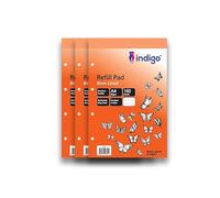 indigo® A4 Refill Pad 160 Pages Headbound Perforated Punched Hole (Feint Lined, Pack 3)