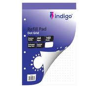 indigo® A4 Refill Pad 160 Pages Headbound Perforated Punched Hole (Single, Dot Grid)