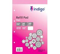 indigo® A4 Refill Pad 160 Pages Headbound Perforated Punched Hole (Single, Plain)