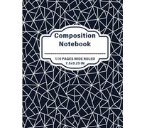 indigo and white: composition notebook wide ruled
