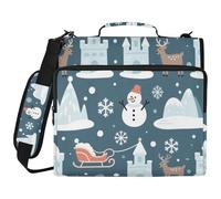 Indigo Animal Deer Snowflake 3 Ringing Office Binder Organizer with Shoulder Strap & Handle Includes Zip Pocket Portfolio Binder for Middle Student Carpeta con cremallera