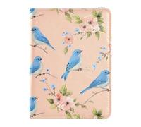 Indigo Birds Peach Flowers Passport and Vaccine Card Wallet Combo Passport Case Travel Documents Wallet Passport Holder for Travel Essential Waterproof