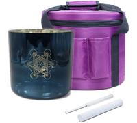 Indigo Blue Alchemy Crystal Singing Bowl with Carrying Case Suede Mallet Crystal Striker and O-ring, for Energy Balance Sound Healing and Meditation(440Hz,6.75inch C#4)