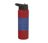 Indigo Blue Heart and Flower Folk Art Pattern Stainless Steel Insulated Water Bottle