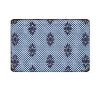 Indigo Blue Trellis' Farmhouse Metal Tin Sign Vintage Men Wall Art Plaques Grid' Trellis' Quatrefoil Mesh Room Decor for Men Garage Signs for Patio Office Lounge 12x18 Inch