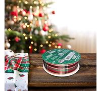 Indigo Christmas Wired Edge Ribbon for Christmas Crafts, Gift Wrap, Party Favor Decor - 38 mm x 45.7 m Each Roll (Tartan)